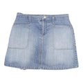 GLORIA VANDERBILT Womens Blue Denim Mini Cotton Blend Skirt M Front Pockets Slit