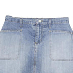 GLORIA VANDERBILT Womens Blue Denim Mini Cotton Blend Skirt M Front Pockets Slit