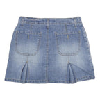 GLORIA VANDERBILT Womens Blue Denim Mini Cotton Blend Skirt M Front Pockets Slit