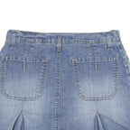 GLORIA VANDERBILT Womens Blue Denim Mini Cotton Blend Skirt M Front Pockets Slit