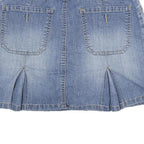 GLORIA VANDERBILT Womens Blue Denim Mini Cotton Blend Skirt M Front Pockets Slit