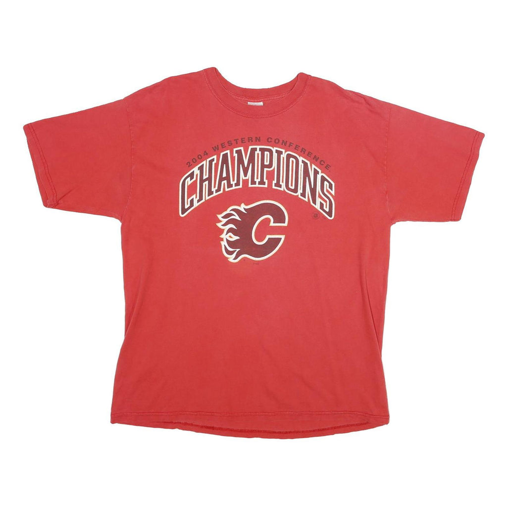 GILDAN Mens Red 2004 Western Conference Champions Graphic T-Shirt XL Short