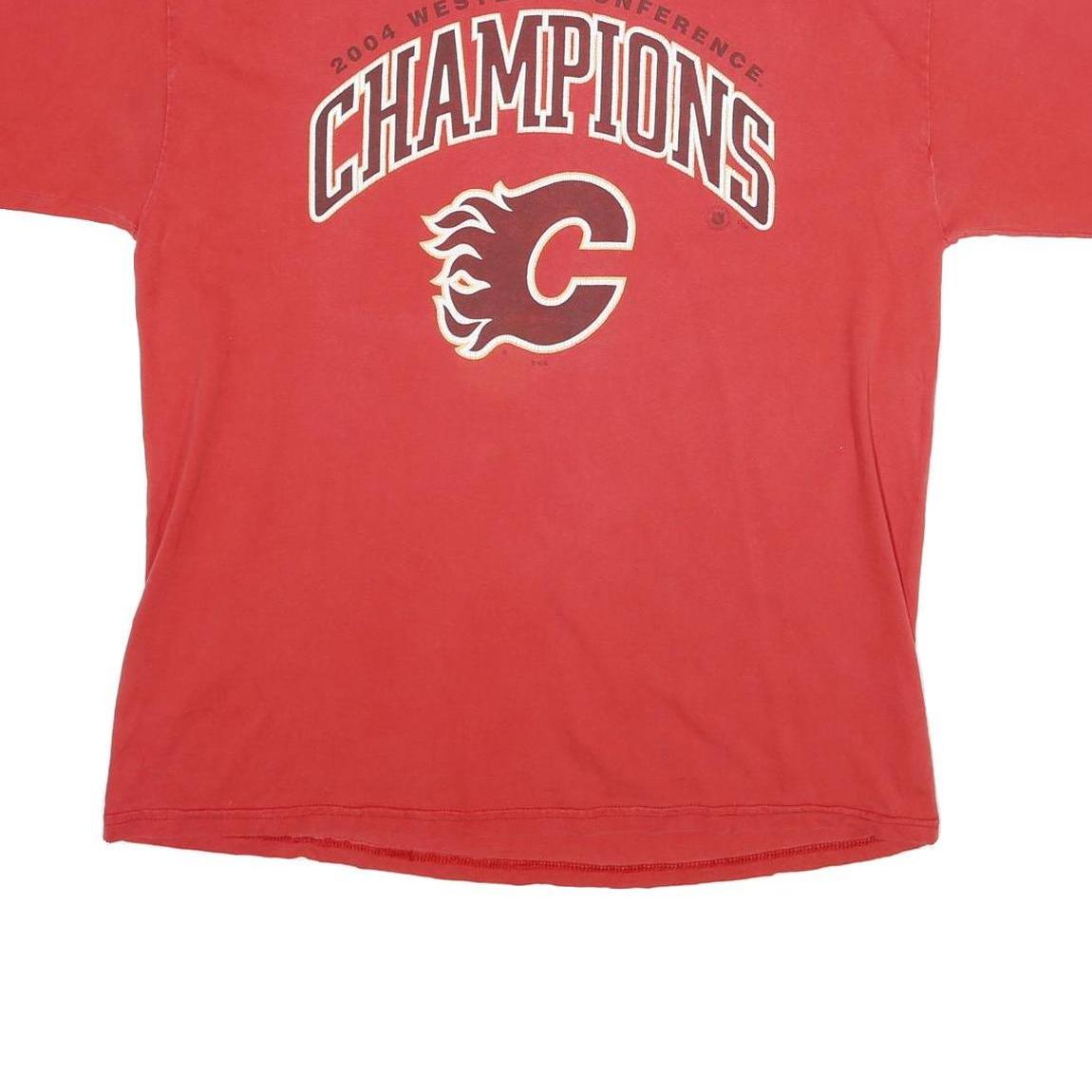 GILDAN Mens Red 2004 Western Conference Champions Graphic T-Shirt XL Short