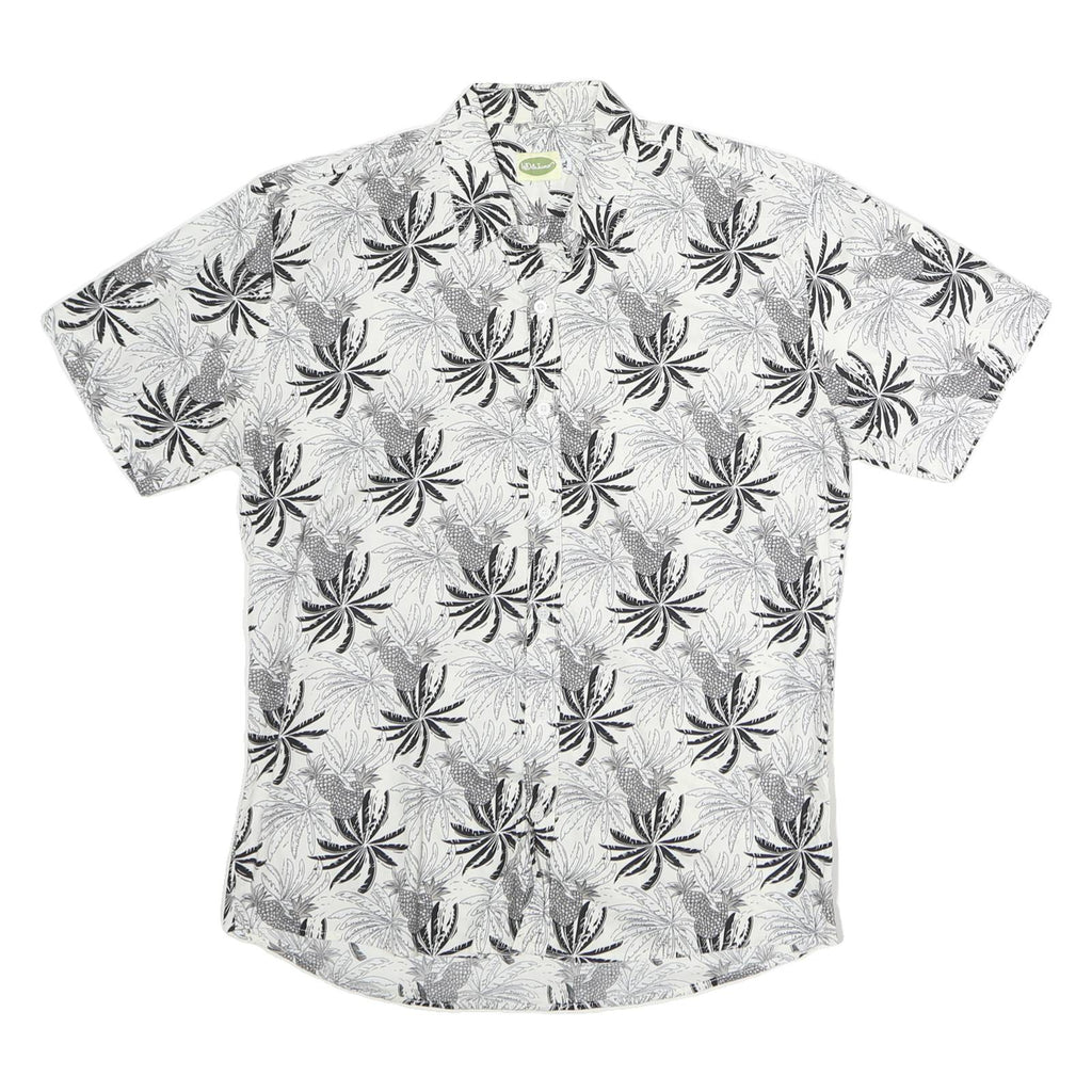 WD & JUNIOR Mens White & Black Pattern Cotton Shirt XL Casual Summer Short