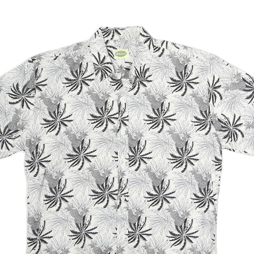 WD & JUNIOR Mens White & Black Pattern Cotton Shirt XL Casual Summer Short