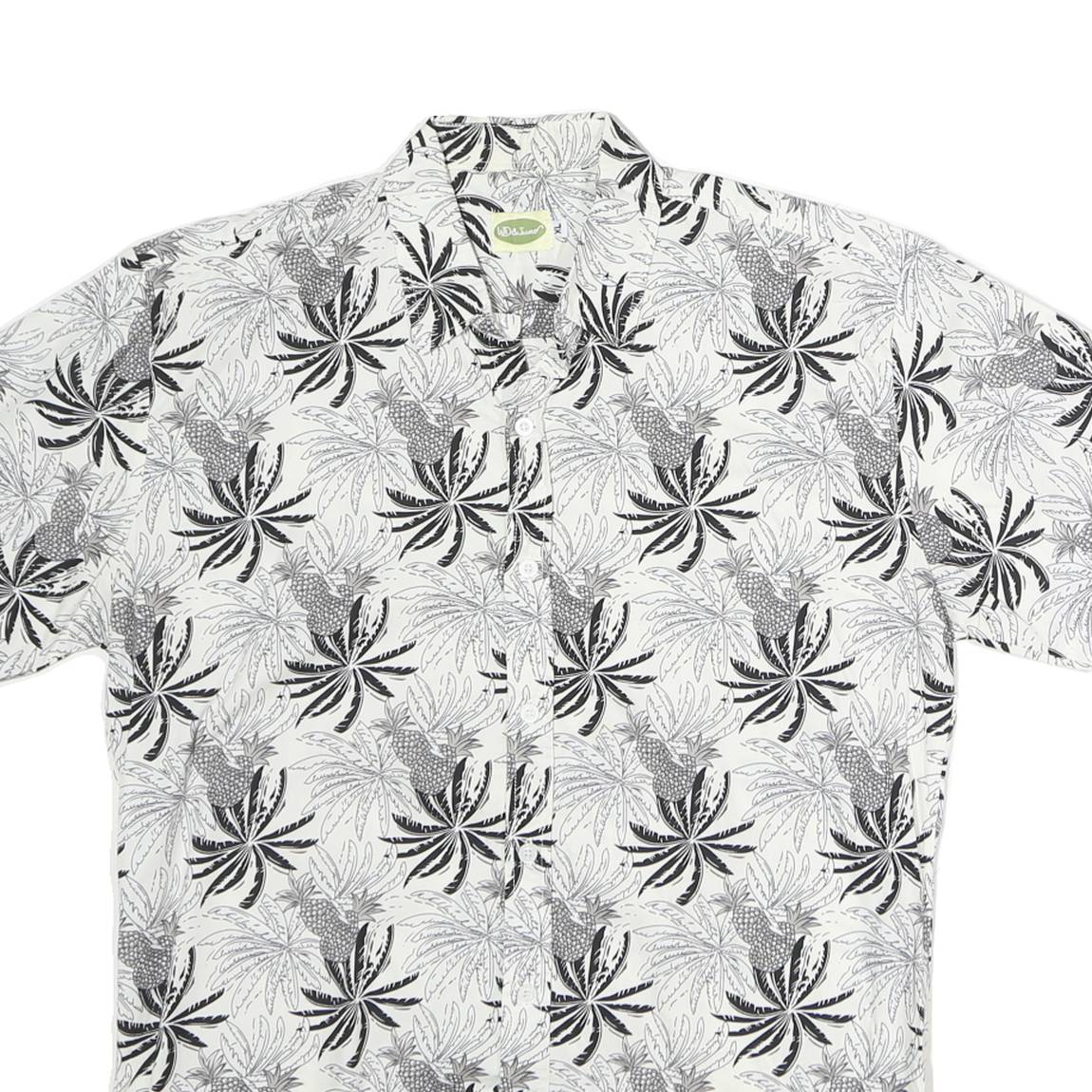 WD & JUNIOR Mens White & Black Pattern Cotton Shirt XL Casual Summer Short