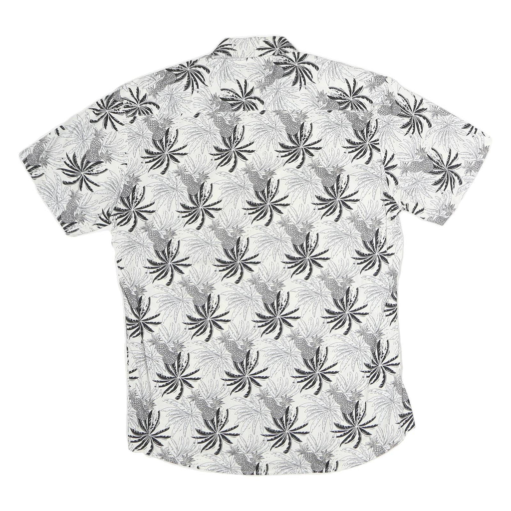 WD & JUNIOR Mens White & Black Pattern Cotton Shirt XL Casual Summer Short