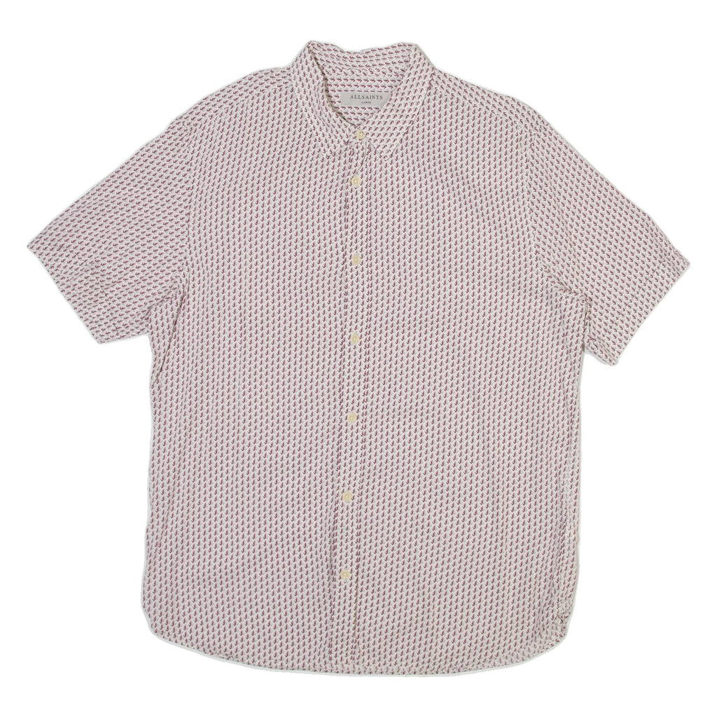 ALL SAINTS Mens Shirt White Crazy Pattern L