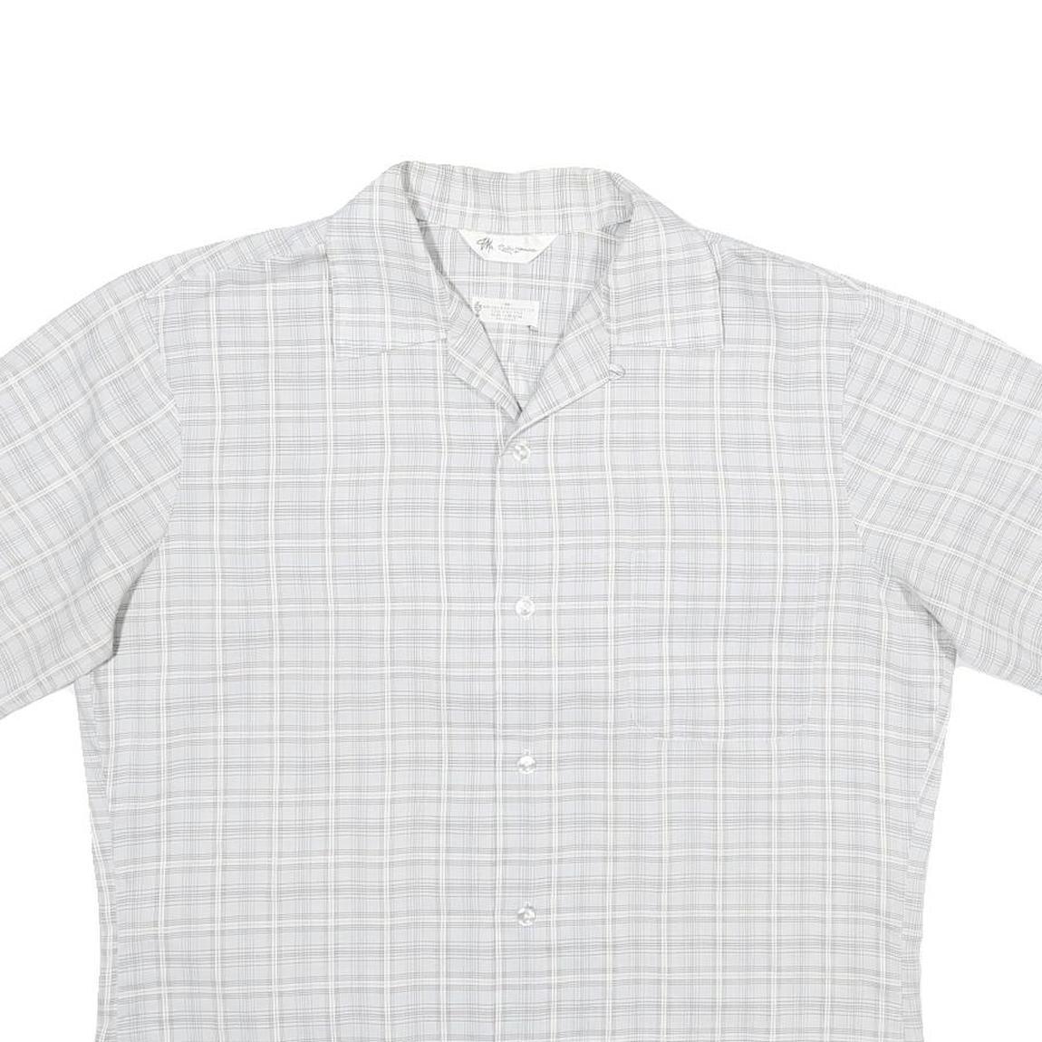 MR CALIFORNIA Mens Grey Check Shirt M Short Sleeve Button Collar Casual