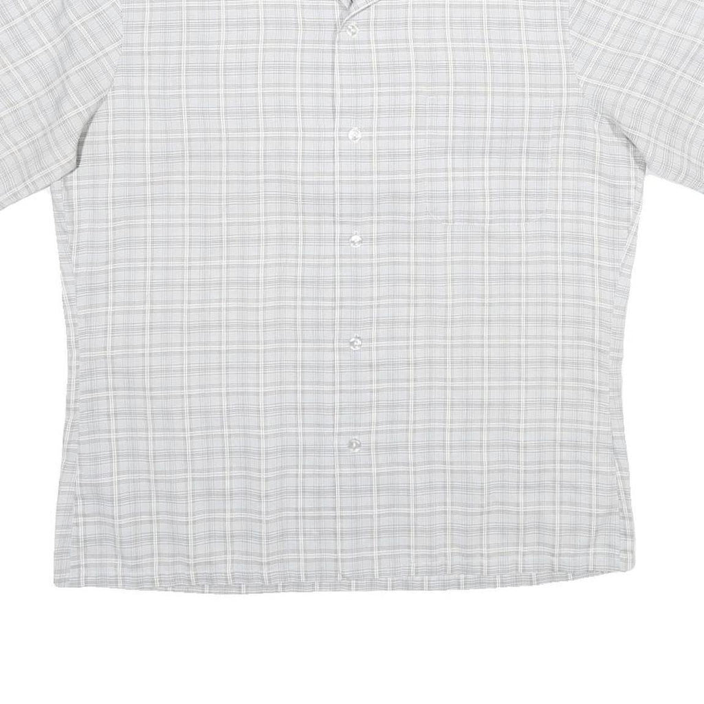 MR CALIFORNIA Mens Grey Check Shirt M Short Sleeve Button Collar Casual