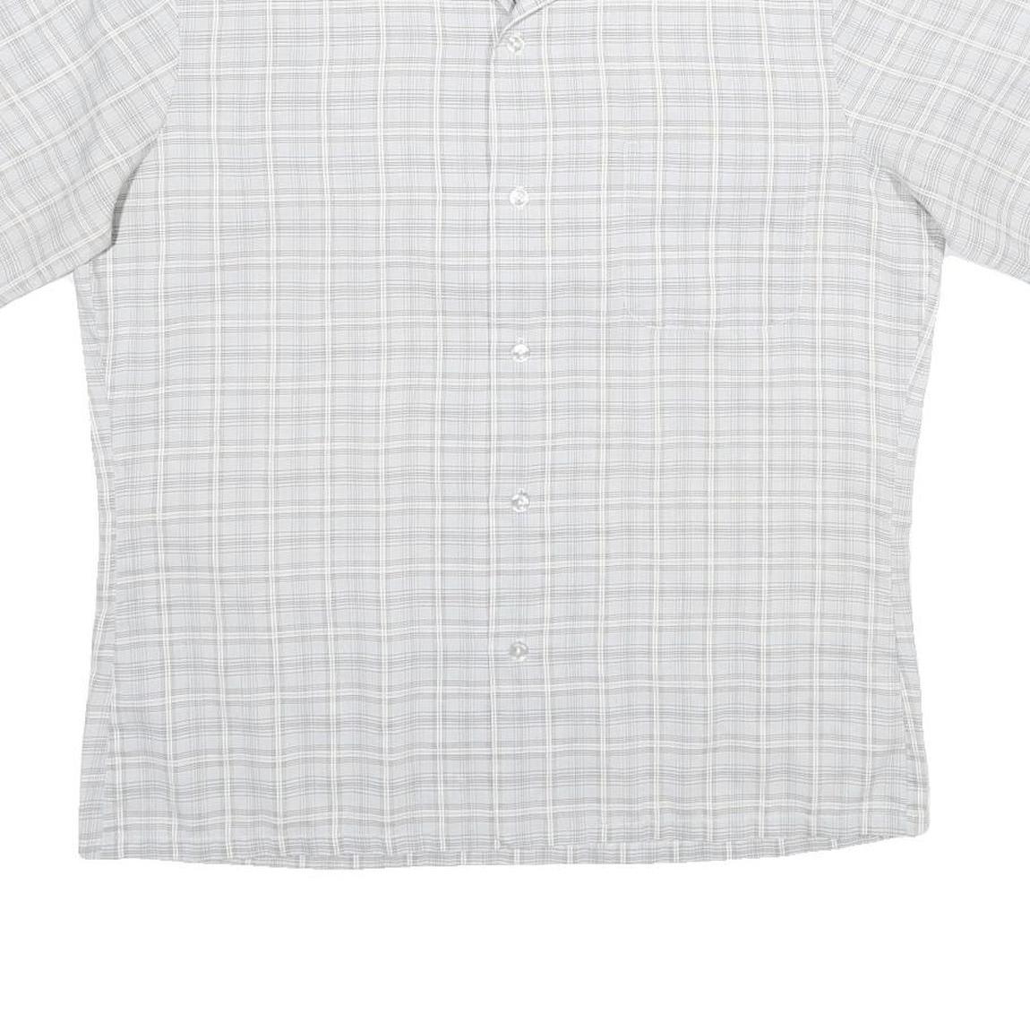 MR CALIFORNIA Mens Grey Check Shirt M Short Sleeve Button Collar Casual