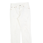 LEVI'S 501 Womens White Regular Straight Denim Raw W24 L30 Distressed Jeans
