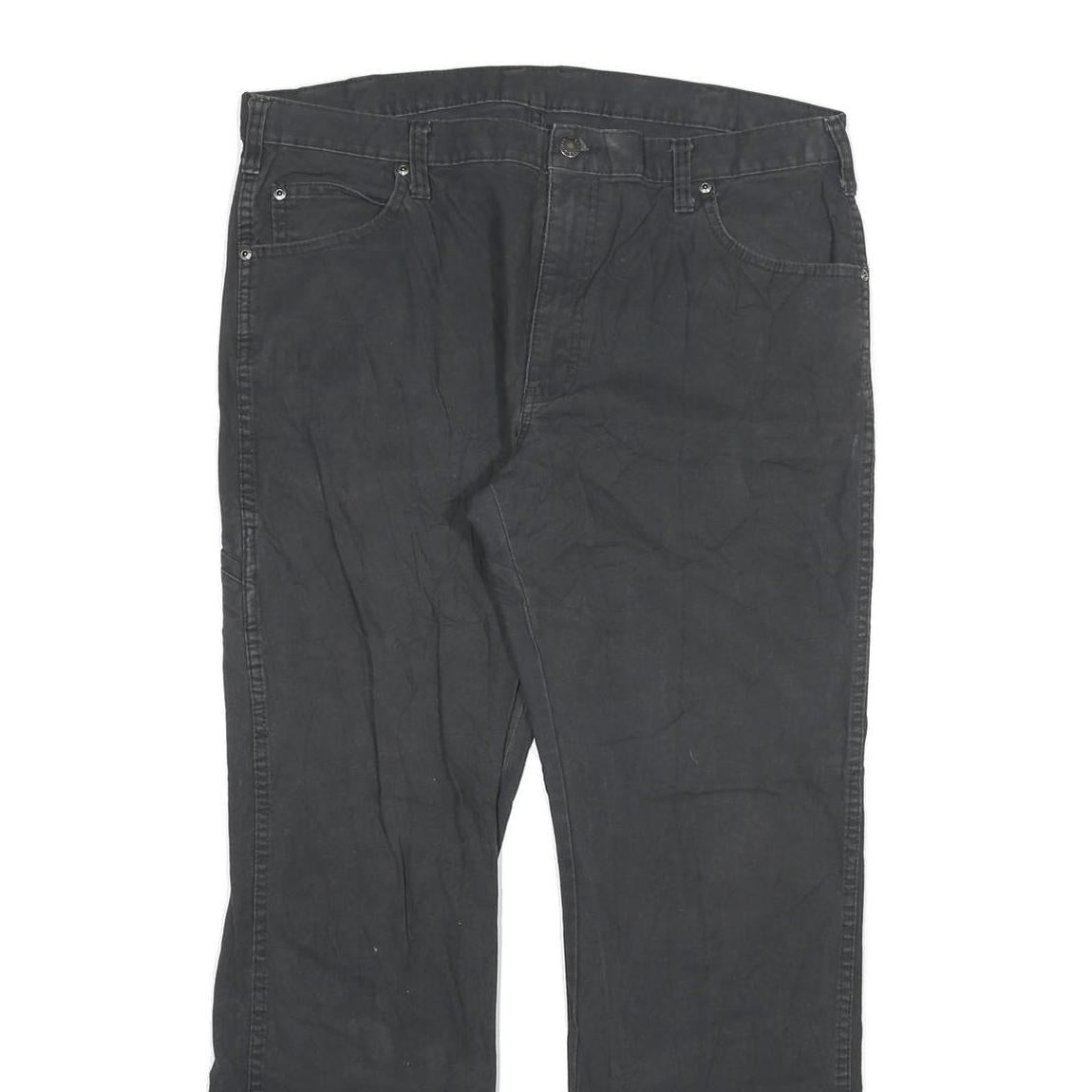 DICKIES Mens Regular Fit Black Denim Jeans Cotton Blend W36 L32 Workwear Zip