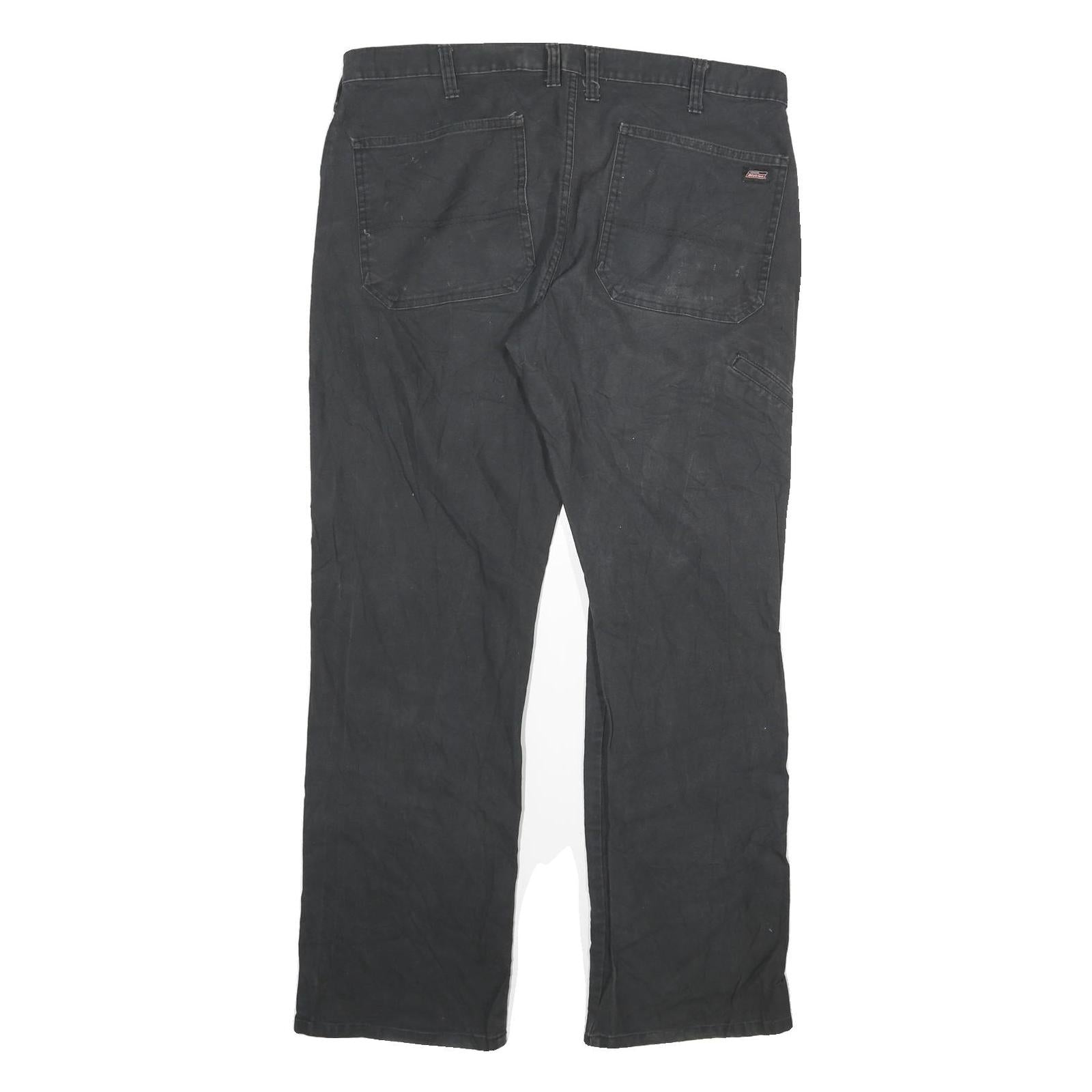 DICKIES Mens Regular Fit Black Denim Jeans Cotton Blend W36 L32 Workwear Zip