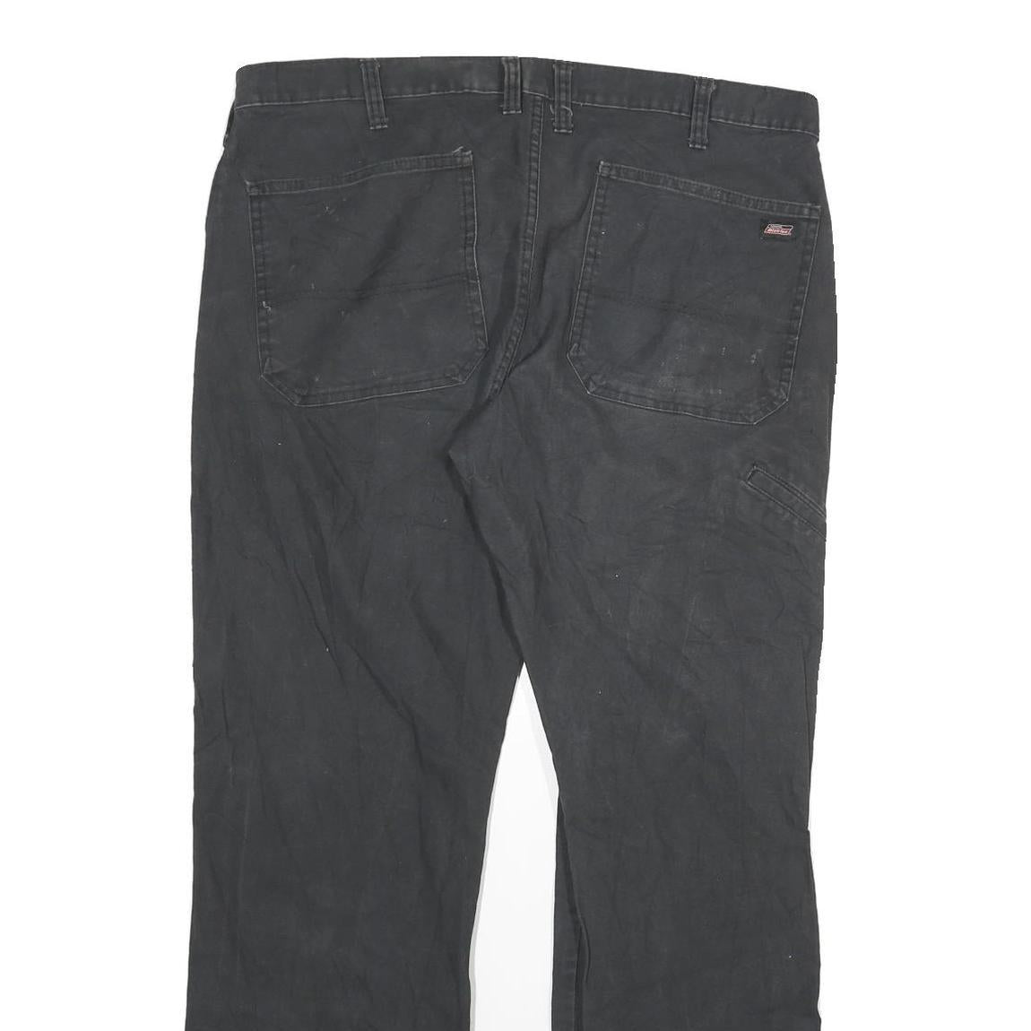 DICKIES Mens Regular Fit Black Denim Jeans Cotton Blend W36 L32 Workwear Zip