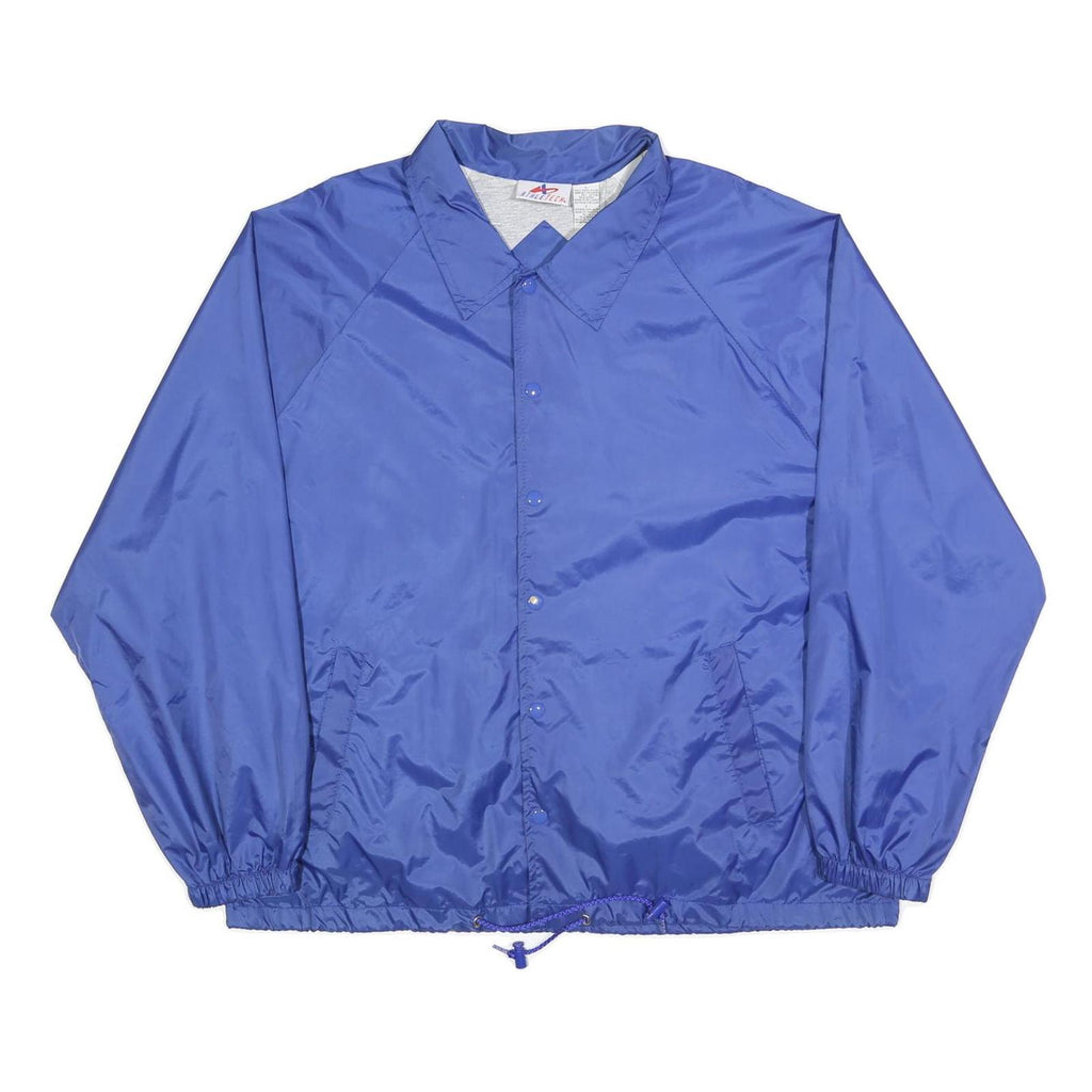 ATHLETECH Mens Blue Button Jacket L Polyester Blend Plain Lightweight Sport