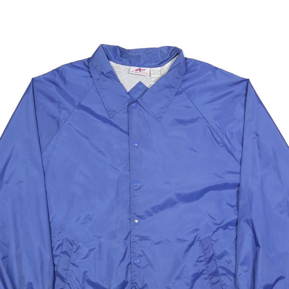 ATHLETECH Mens Blue Button Jacket L Polyester Blend Plain Lightweight Sport