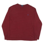 POLO RALPH LAUREN Mens Red Long Sleeve Crew Neck T-Shirt L Cotton Blend Classic