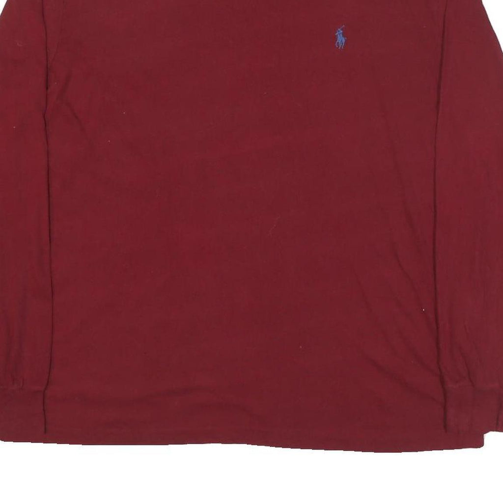 POLO RALPH LAUREN Mens Red Long Sleeve Crew Neck T-Shirt L Cotton Blend Classic