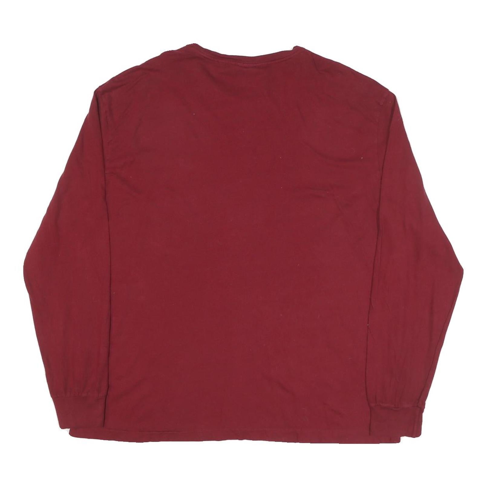 POLO RALPH LAUREN Mens Red Long Sleeve Crew Neck T-Shirt L Cotton Blend Classic