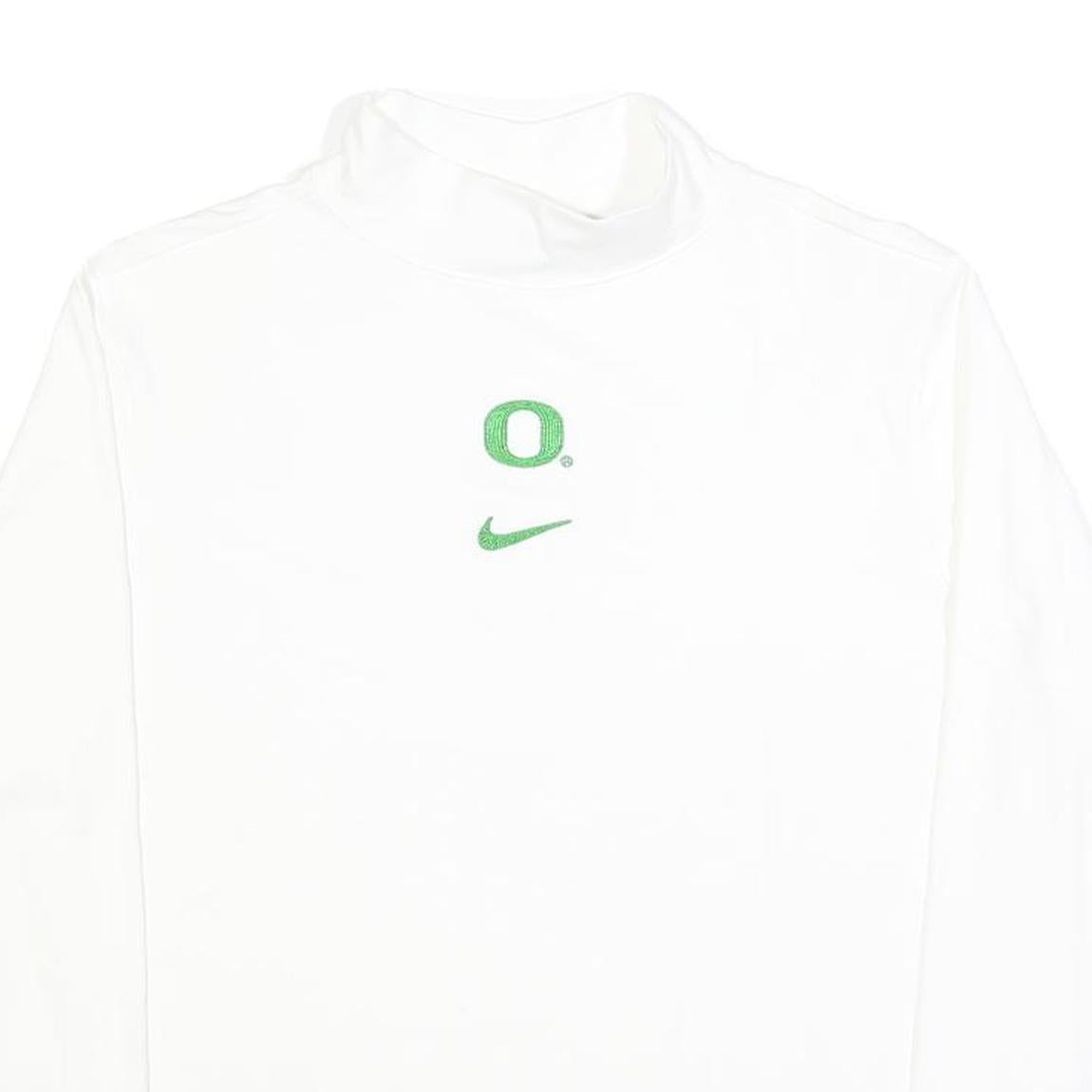 NIKE Womens White Cotton Blend Long Sleeve Roll Neck T-Shirt 2XL Logo Print