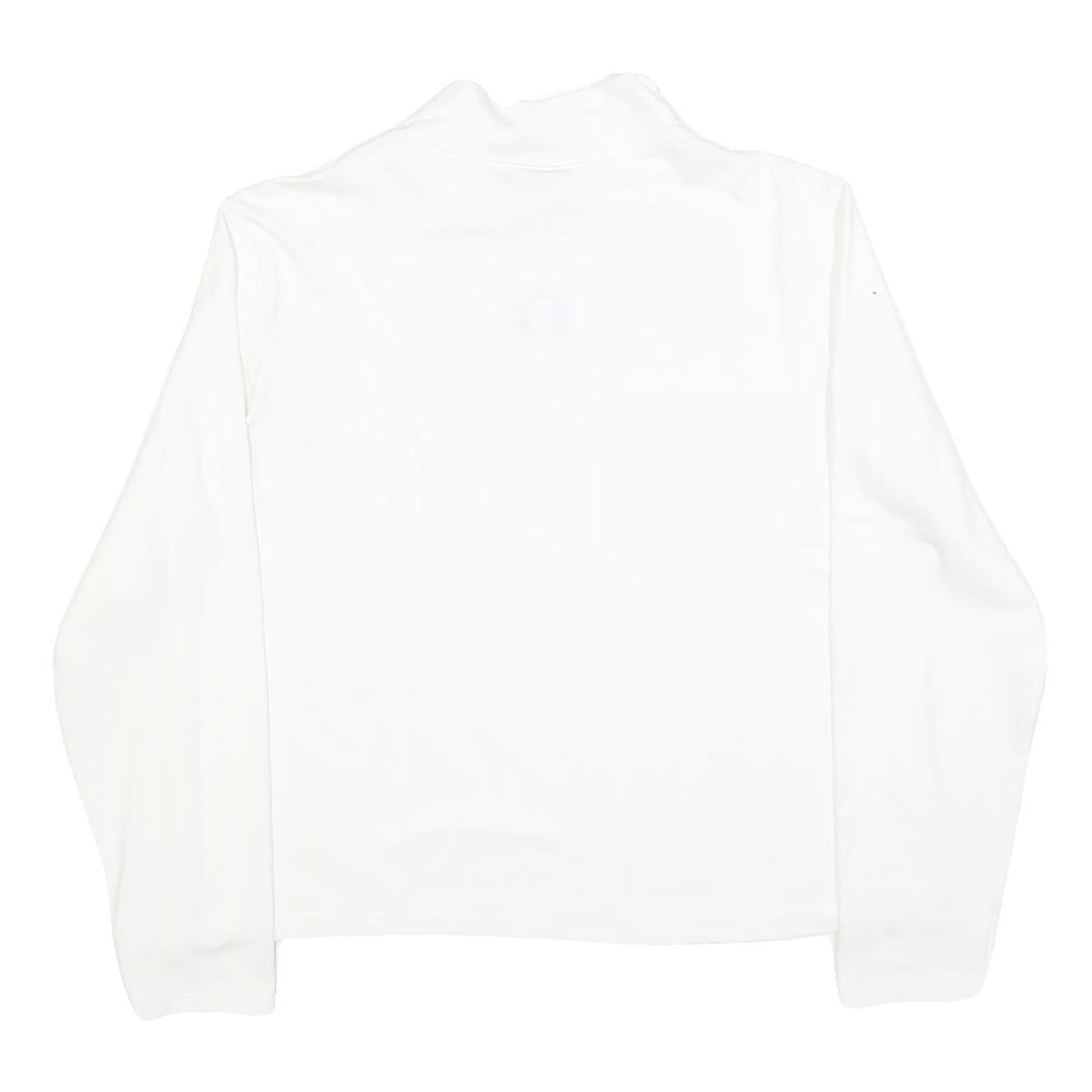 NIKE Womens White Cotton Blend Long Sleeve Roll Neck T-Shirt 2XL Logo Print