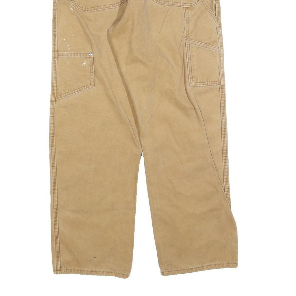 DICKIES Mens Regular Fit Workwear Jeans Beige Denim W36 L30 Heavy Duty Zip