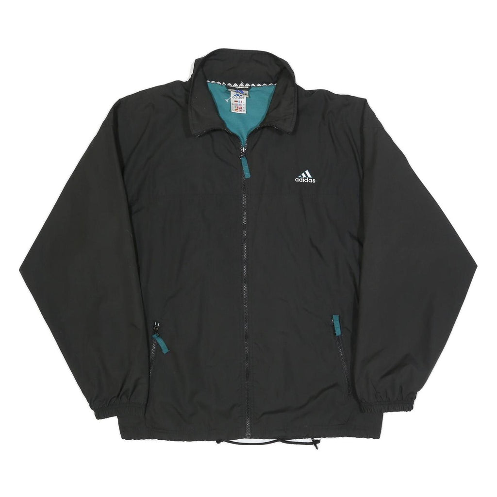 ADIDAS Mens Black Polyester Blend Track Jacket L Zip Athletic Leisure Sports