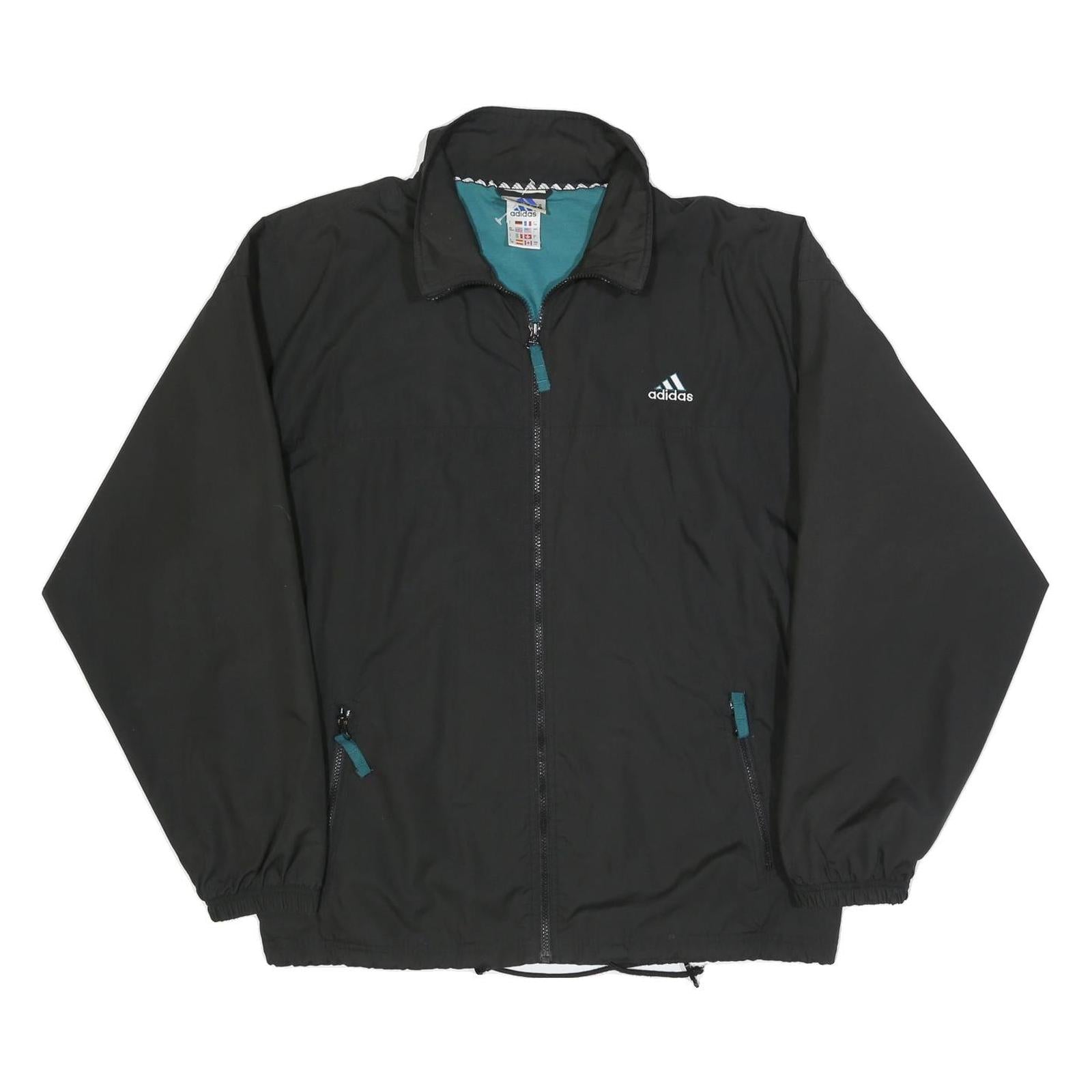 ADIDAS Mens Black Polyester Blend Track Jacket L Zip Athletic Leisure Sports