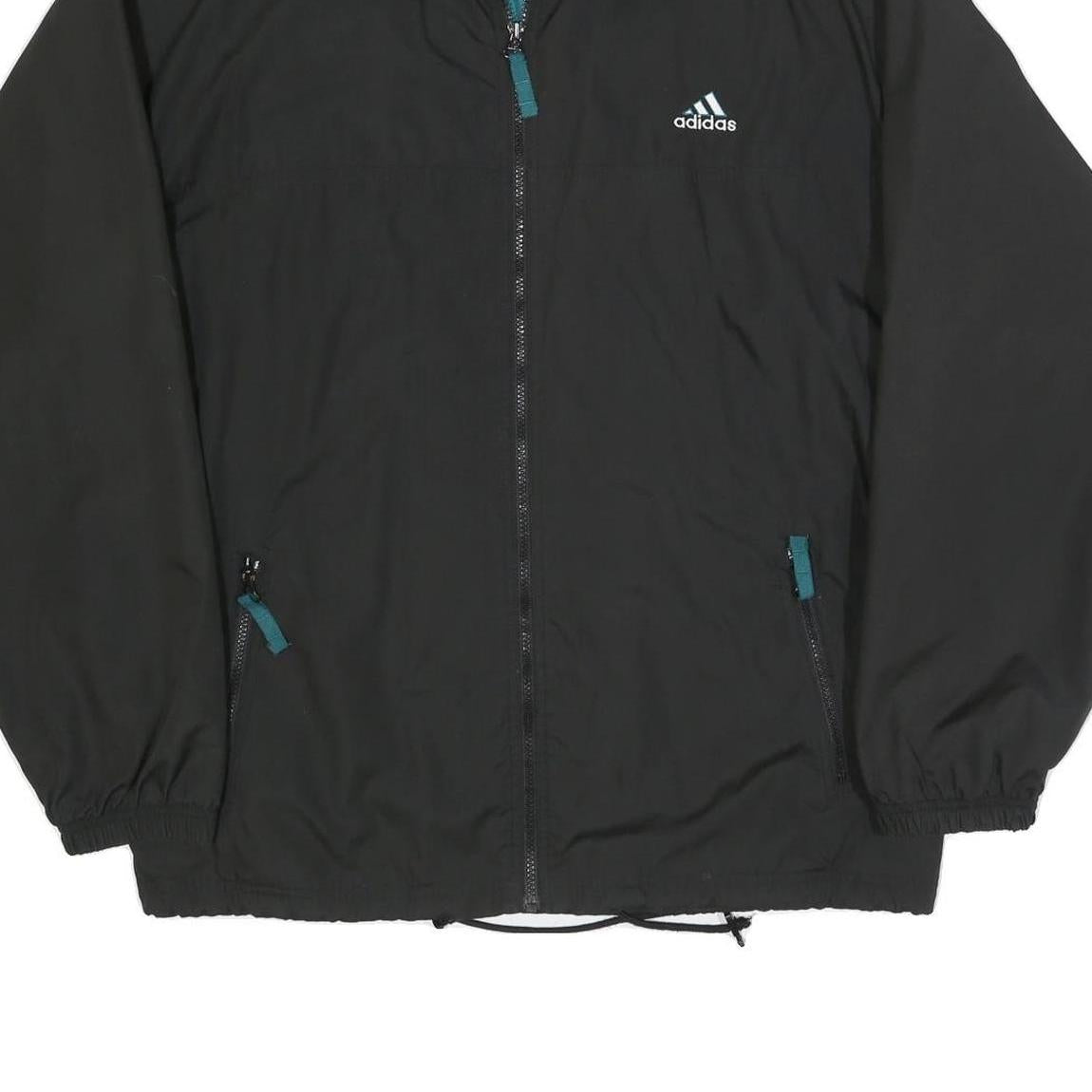 ADIDAS Mens Black Polyester Blend Track Jacket L Zip Athletic Leisure Sports