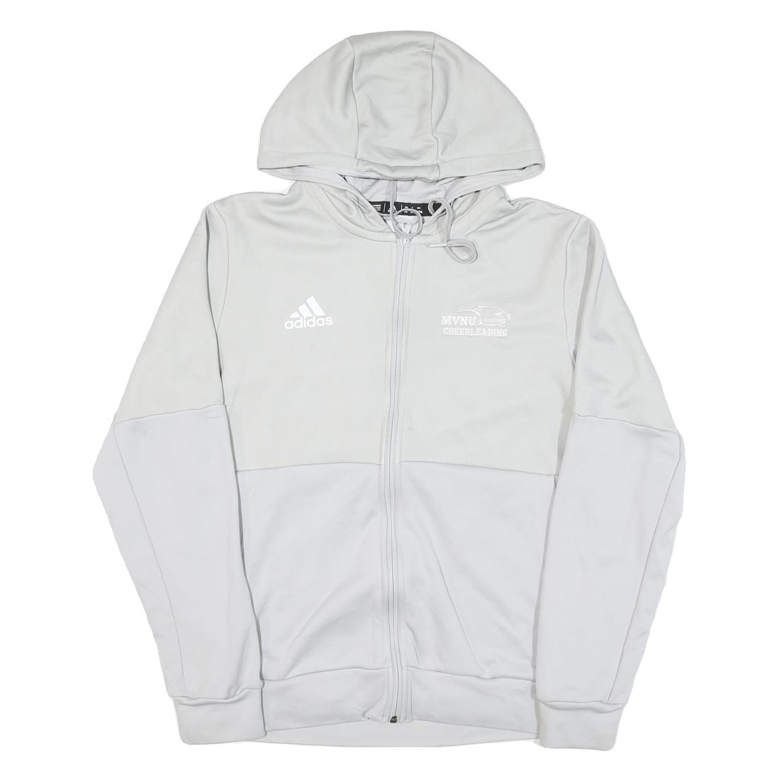ADIDAS Mens White Polyester Blend Zip Hoodie Jacket M Plain Casual Sportswear