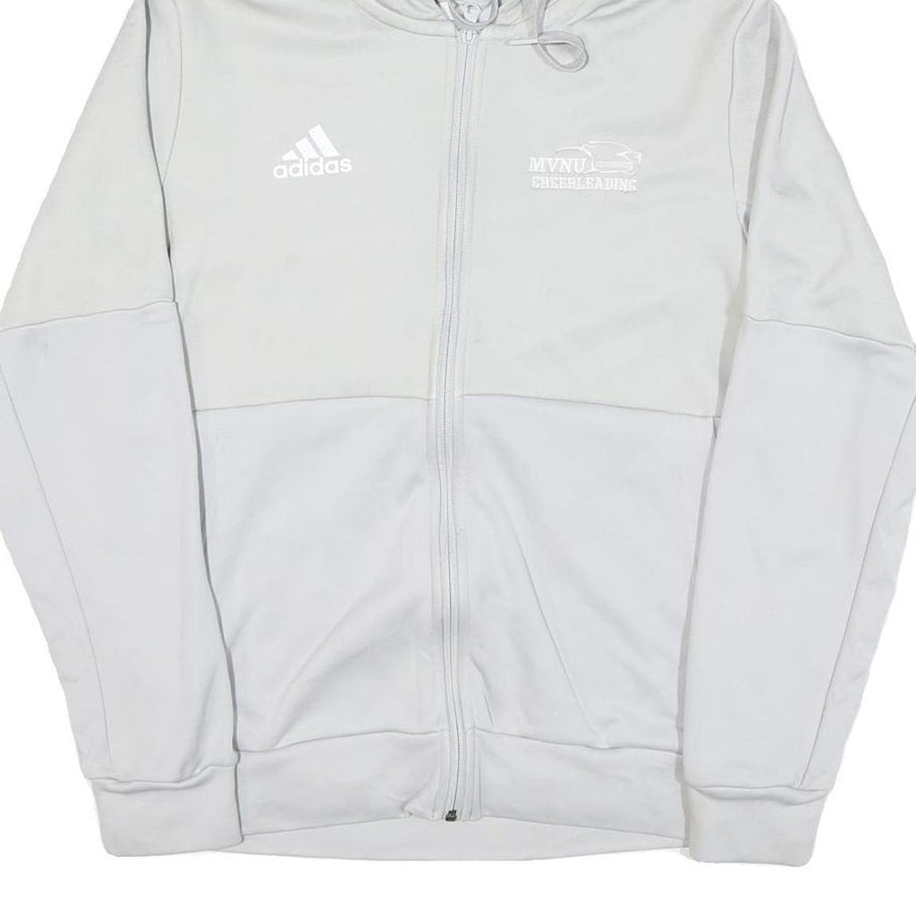 ADIDAS Mens White Polyester Blend Zip Hoodie Jacket M Plain Casual Sportswear