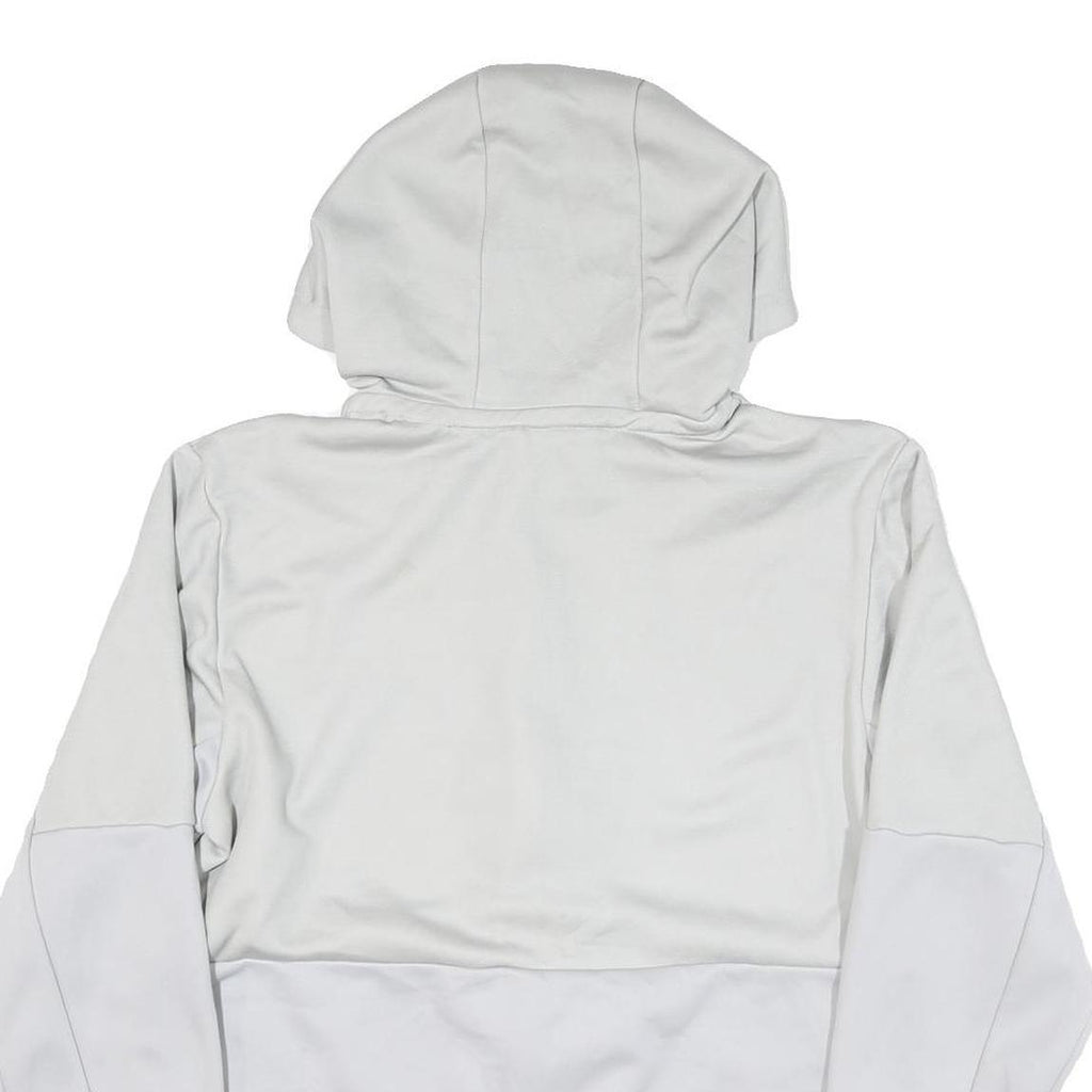 ADIDAS Mens White Polyester Blend Zip Hoodie Jacket M Plain Casual Sportswear