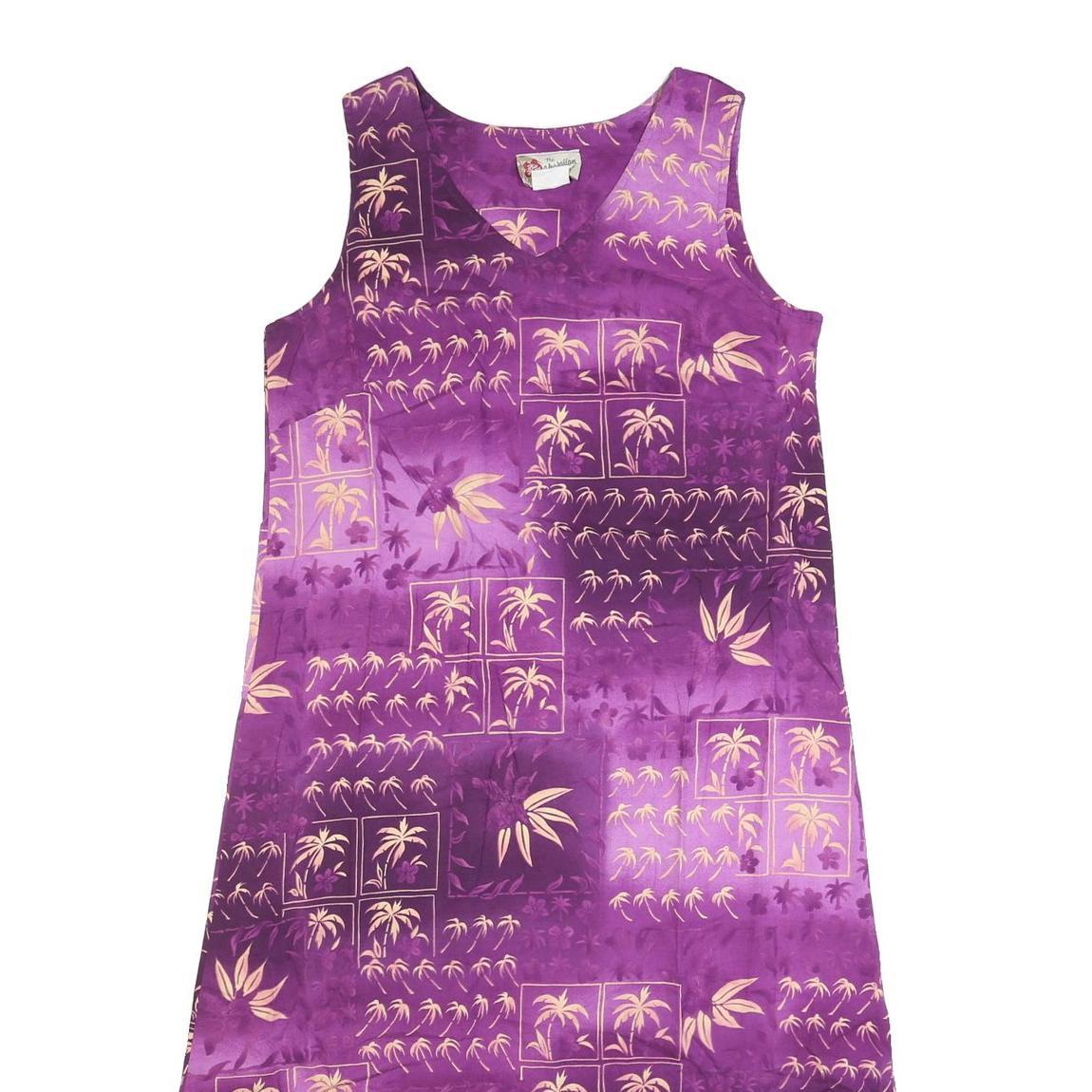 THE HAWAIIAN ORIGINAL Womens Purple & Cream Sleeveless Day Cotton Blend Dress L