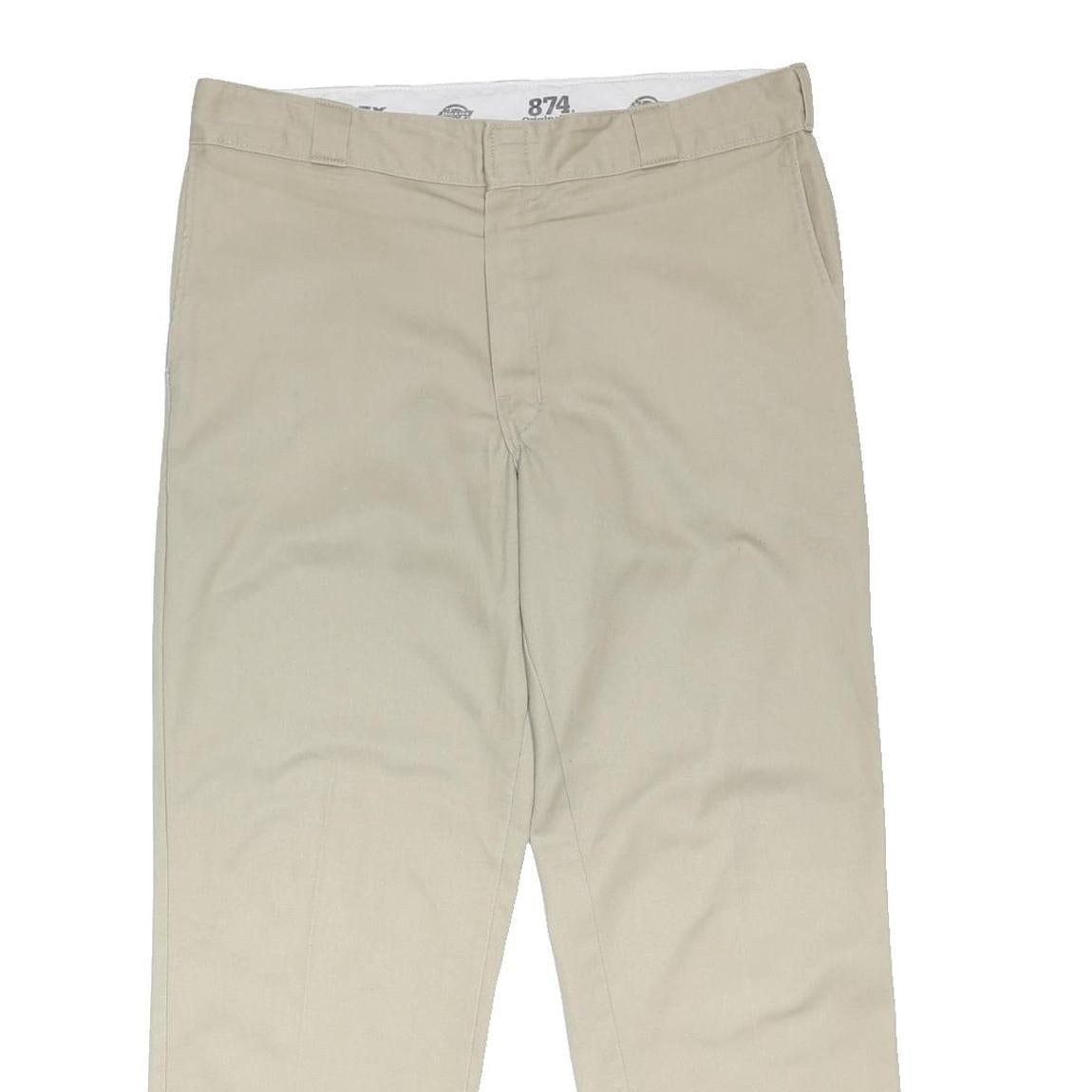 DICKIES Mens Cotton Blend Beige Regular Fit Straight Leg Trousers W40 L30 Casual