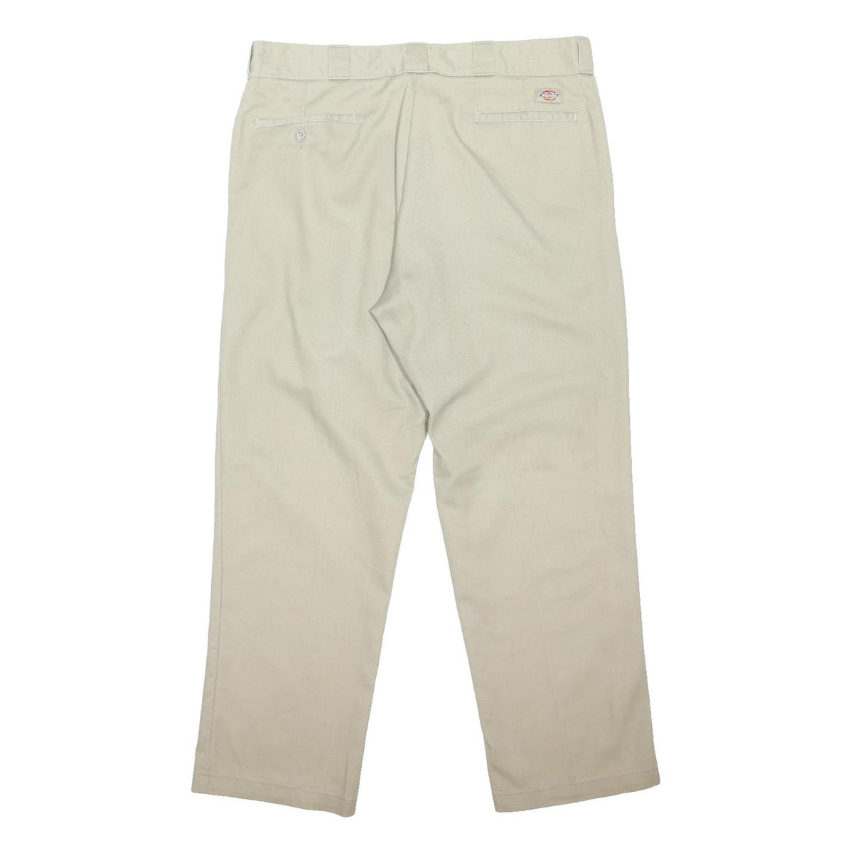 DICKIES Mens Cotton Blend Beige Regular Fit Straight Leg Trousers W40 L30 Casual