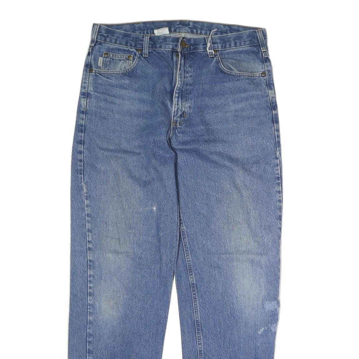 CARHARTT Mens Jeans Blue Regular Straight Denim Medium W34 L34 Durable Workwear