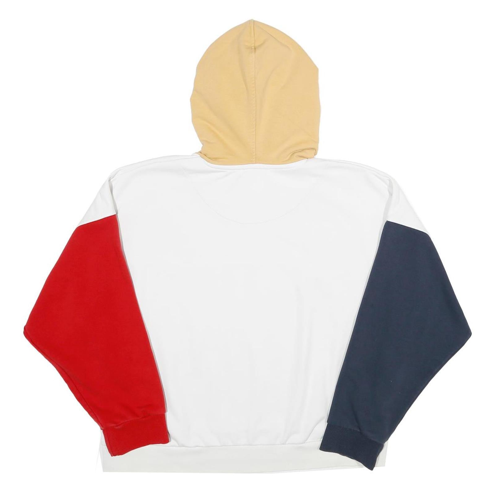 KARL KANI Womens Beige & White Hoodie S Colour Block Cotton Blend Casual