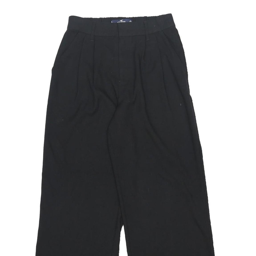 HOLLISTER Womens Black Polyester Blend Loose Wide-Leg Trousers W25 L28 Stylish