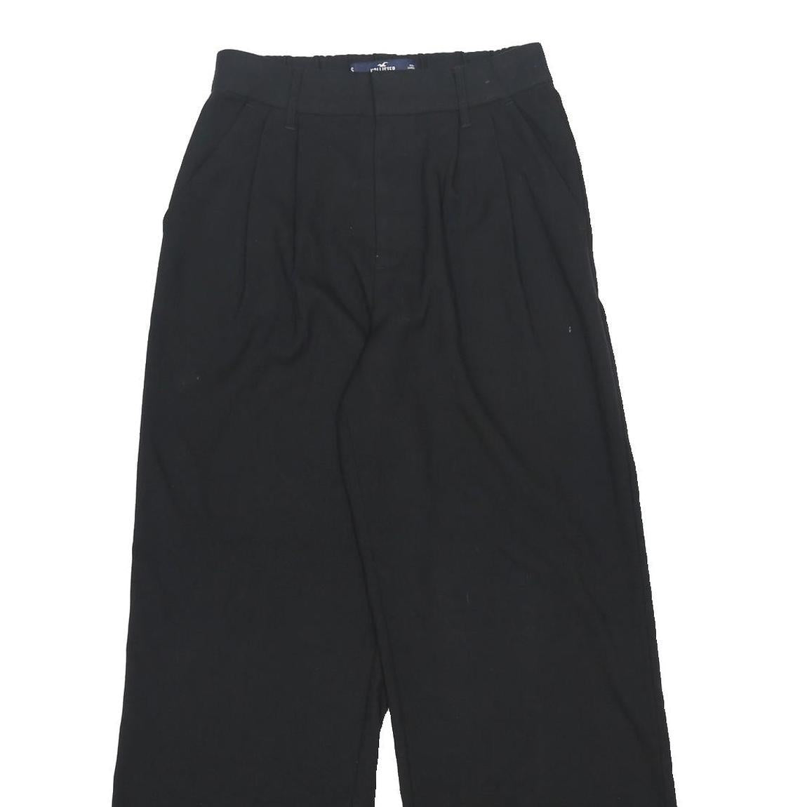 HOLLISTER Womens Black Polyester Blend Loose Wide-Leg Trousers W25 L28 Stylish