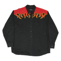 ROPER Mens Black & Red Flame Western Shirt XL Cotton Blend Long Sleeve Button