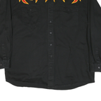 ROPER Mens Black & Red Flame Western Shirt XL Cotton Blend Long Sleeve Button