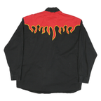 ROPER Mens Black & Red Flame Western Shirt XL Cotton Blend Long Sleeve Button