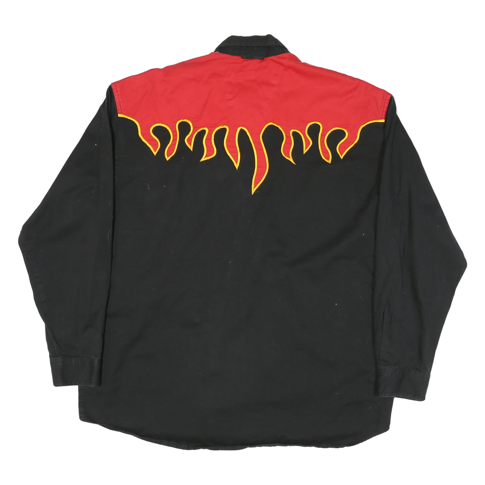 ROPER Mens Black & Red Flame Western Shirt XL Cotton Blend Long Sleeve Button