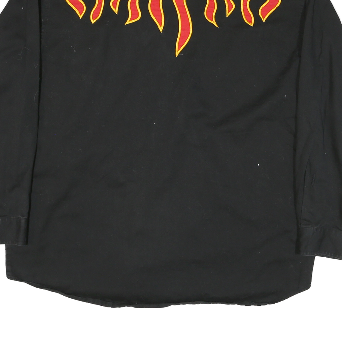 ROPER Mens Black & Red Flame Western Shirt XL Cotton Blend Long Sleeve Button