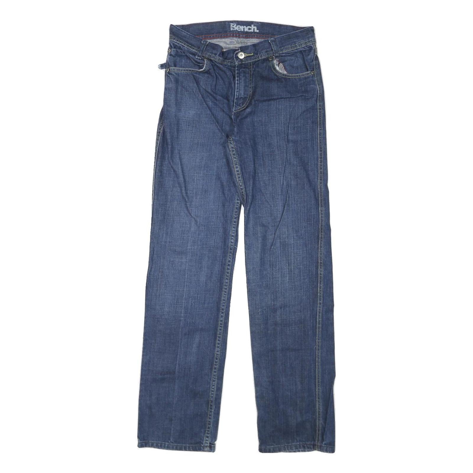 BENCH Womens Jeans Blue Regular Straight Denim Medium W28 L31 Zip Cotton Blend