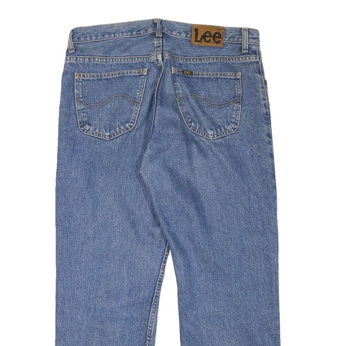 LEE Mens Regular Fit Blue Denim Jeans W34 L27 Cotton Blend Zip Classic Straight