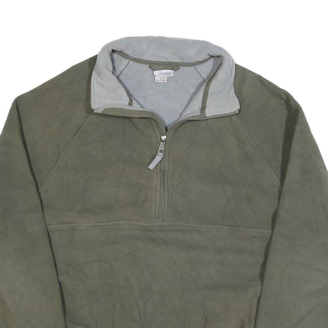 PRO SPIRIT Mens Green Pullover Polyester Blend Jumper XL Outdoor Casual Half Zip