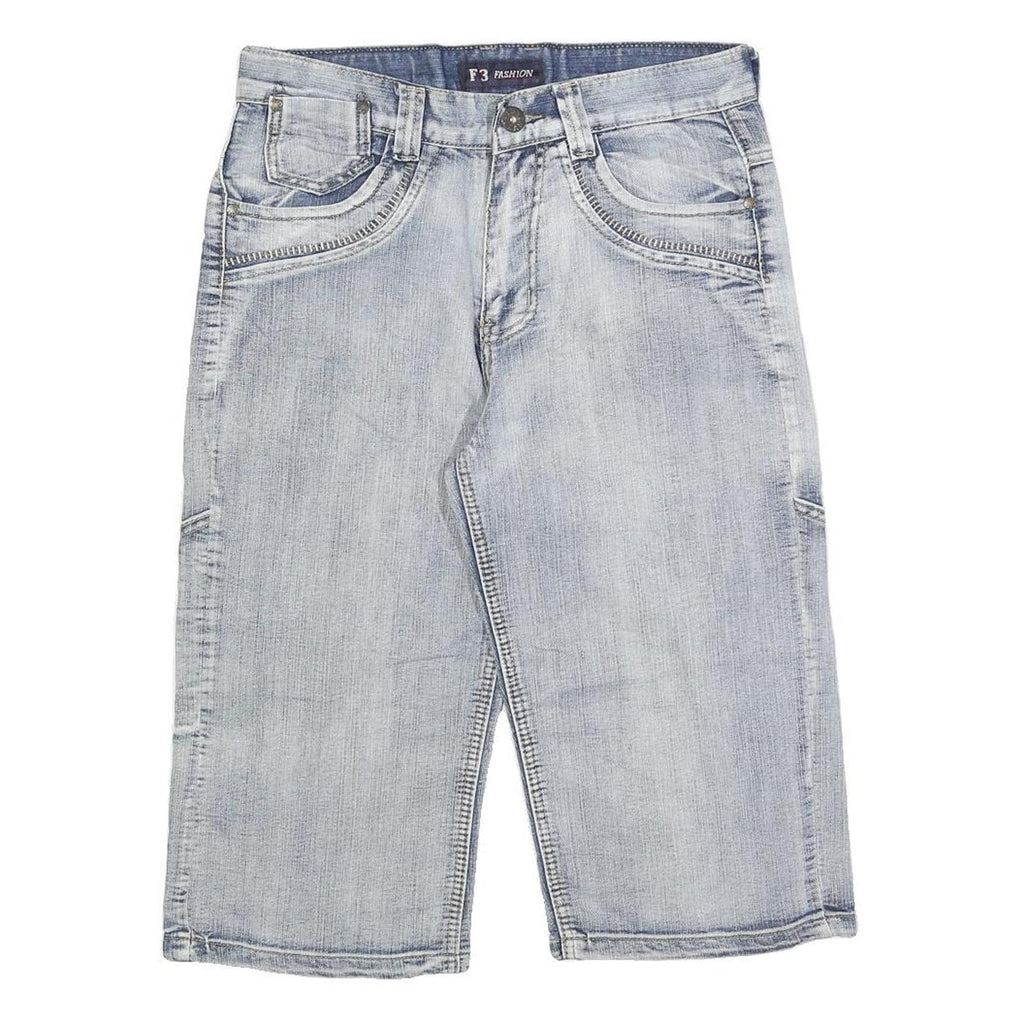 F3 JEANS Mens Denim Blue Casual Shorts M W30 Cotton Blend Comfortable Fit