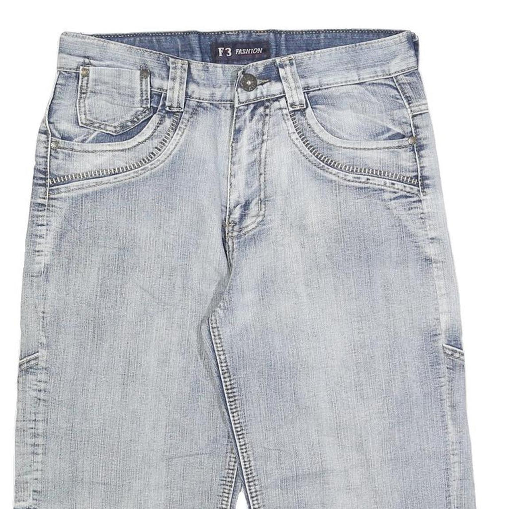 F3 JEANS Mens Denim Blue Casual Shorts M W30 Cotton Blend Comfortable Fit